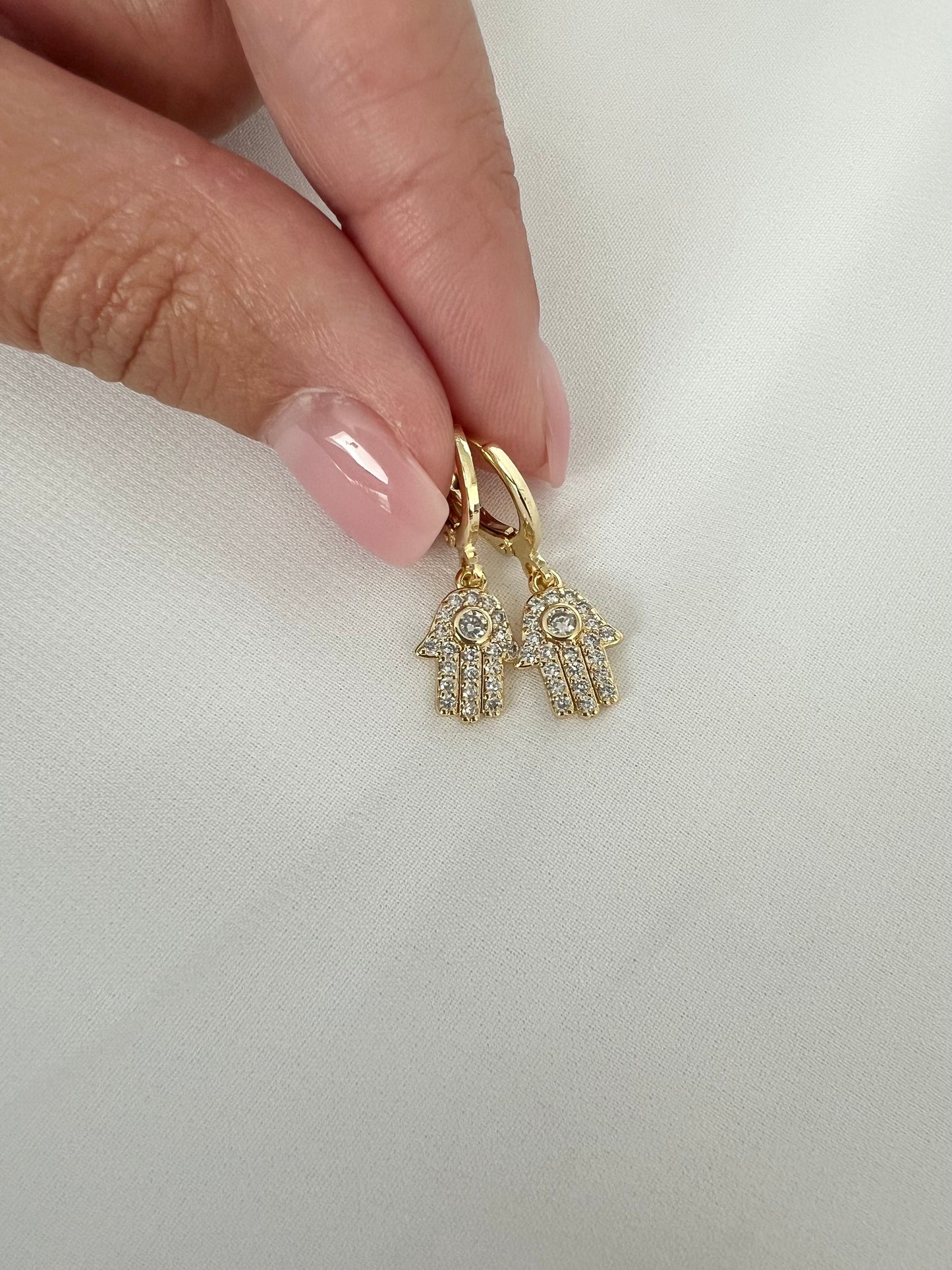 Hamsa Huggie Hoop Earrings
