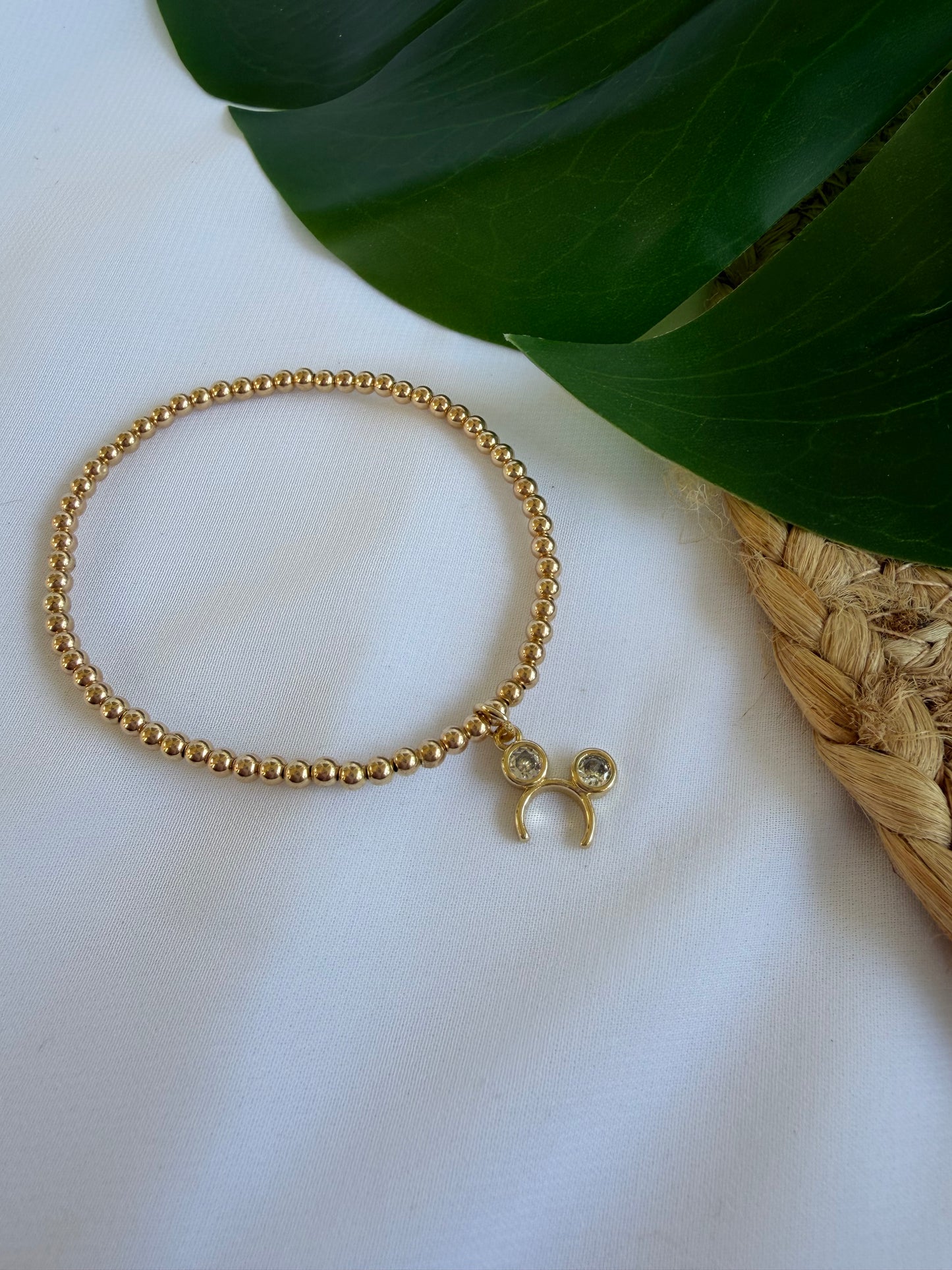 Mickey Ears Gold Filled Beaded Bracelet