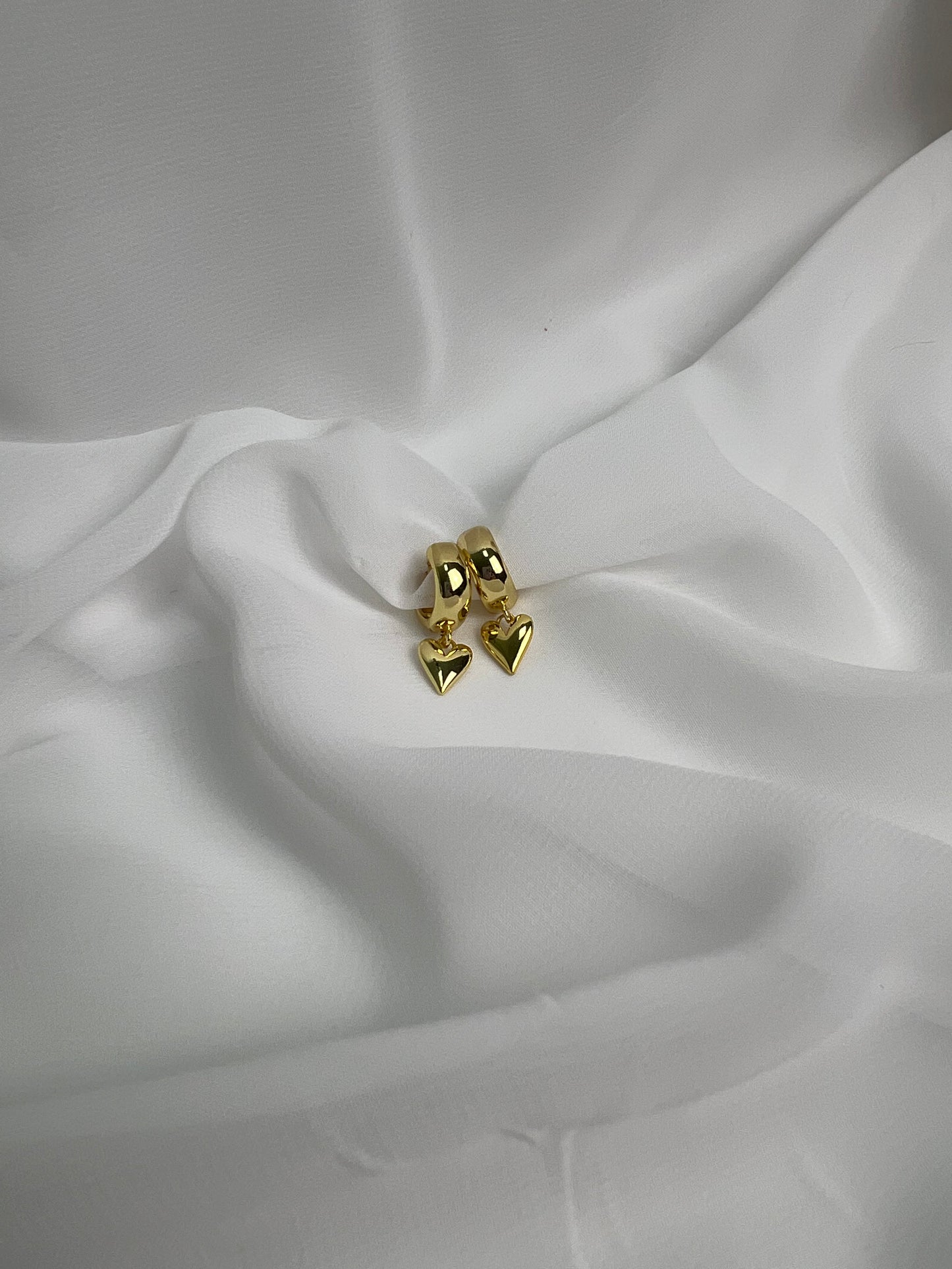 Gold Heart Huggie Hoops