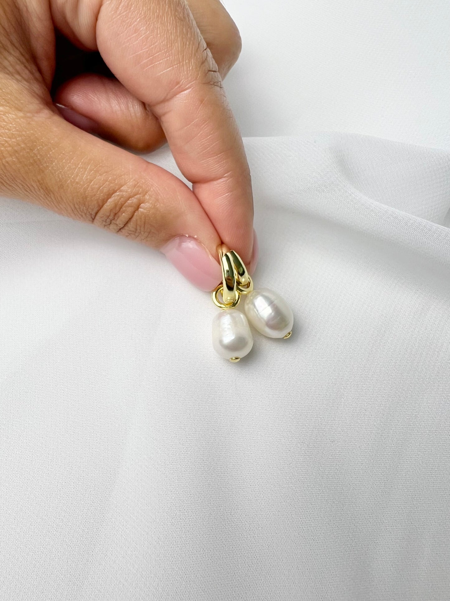 Large Pearl Hoop Earrings