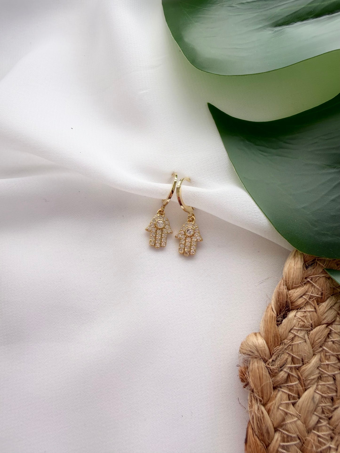 Hamsa Huggie Hoop Earrings