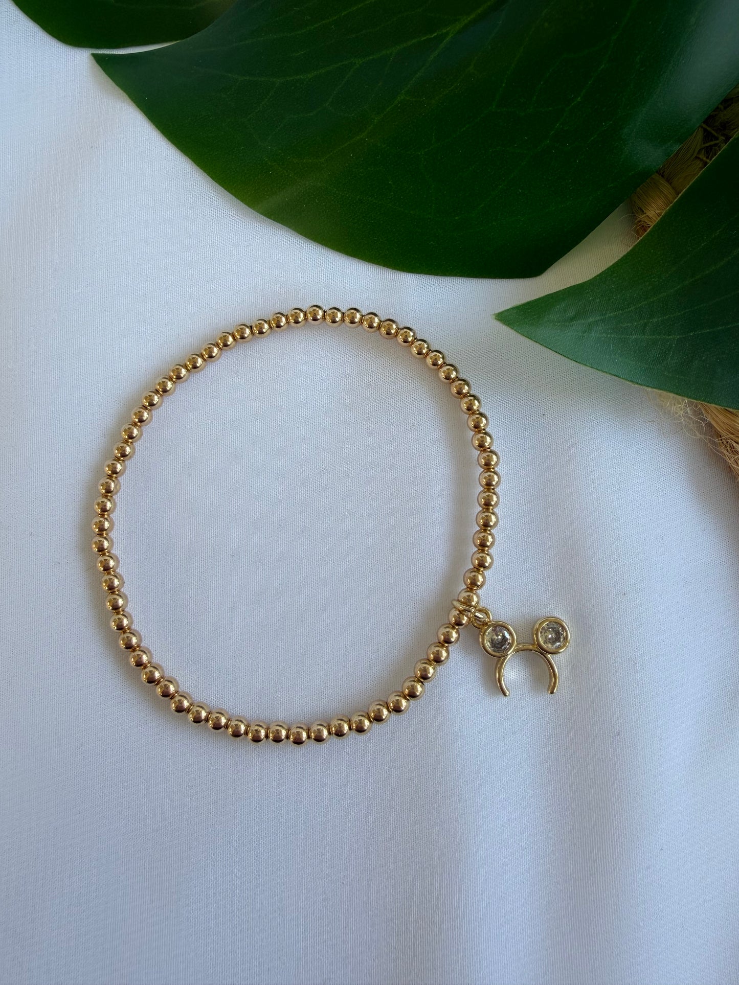 Mickey Ears Gold Filled Beaded Bracelet