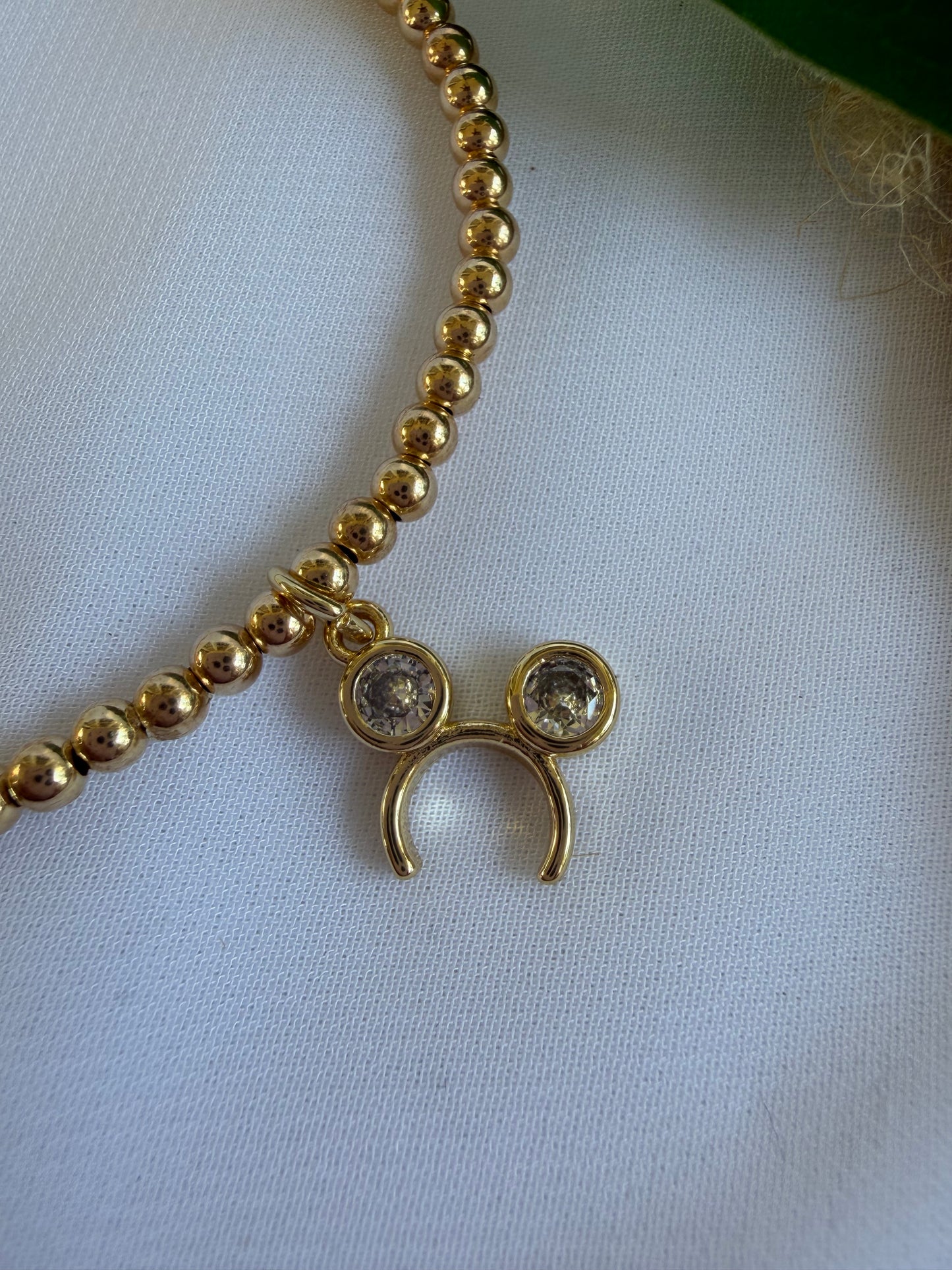 Mickey Ears Gold Filled Beaded Bracelet
