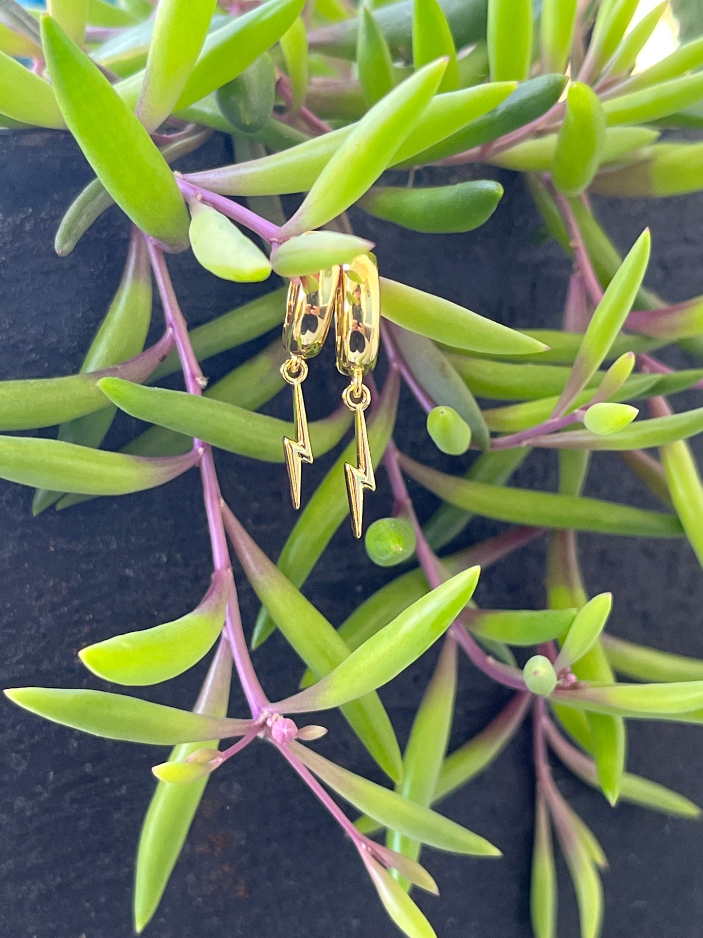 Lightning Bolt Huggie Hoop Earrings