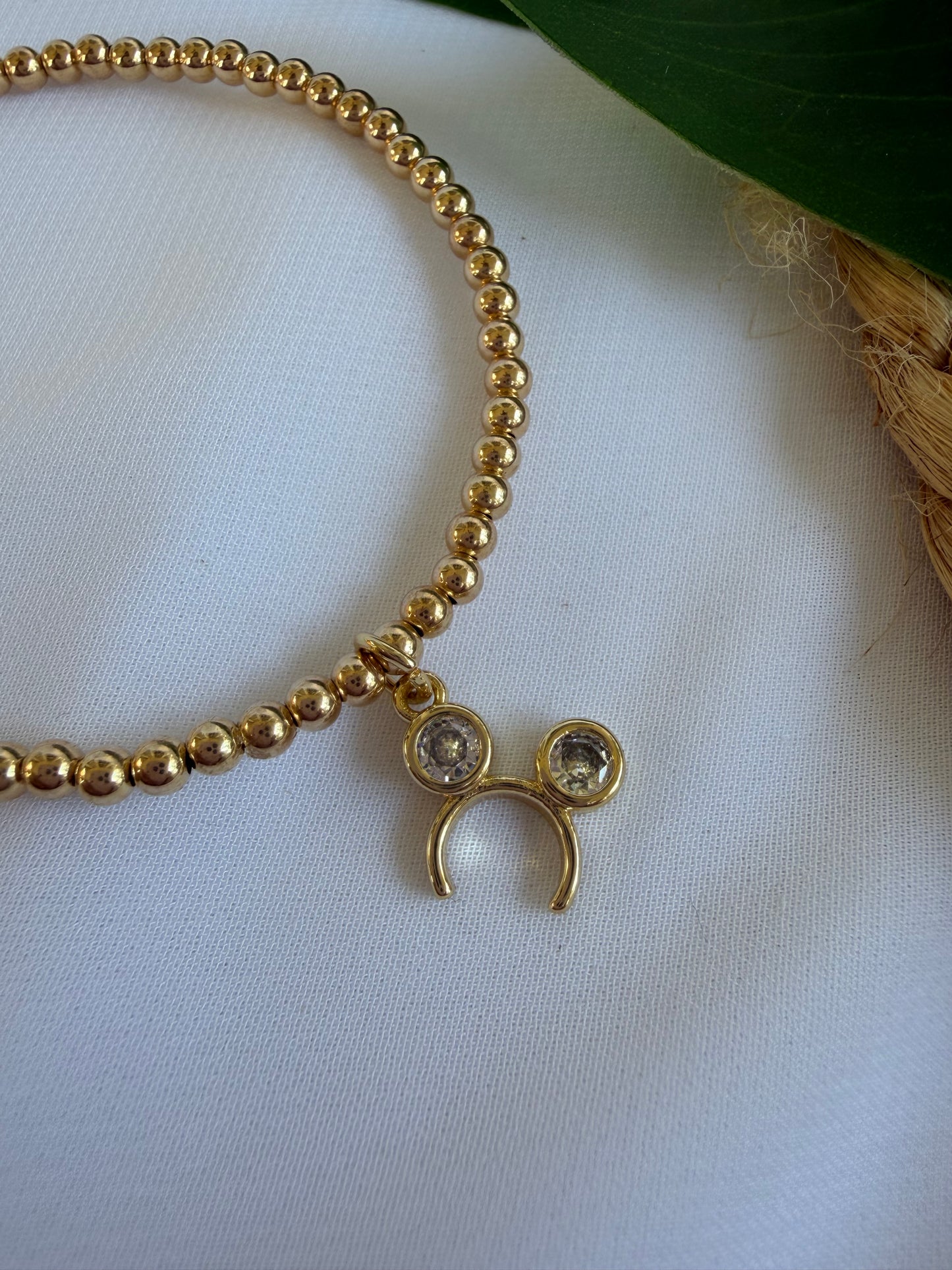 Mickey Ears Gold Filled Beaded Bracelet