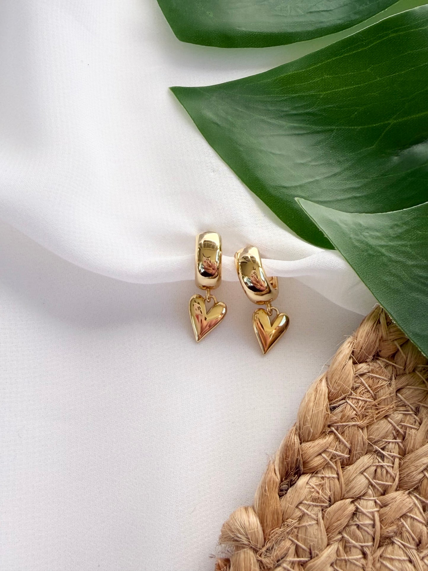 Gold Heart Huggie Hoops