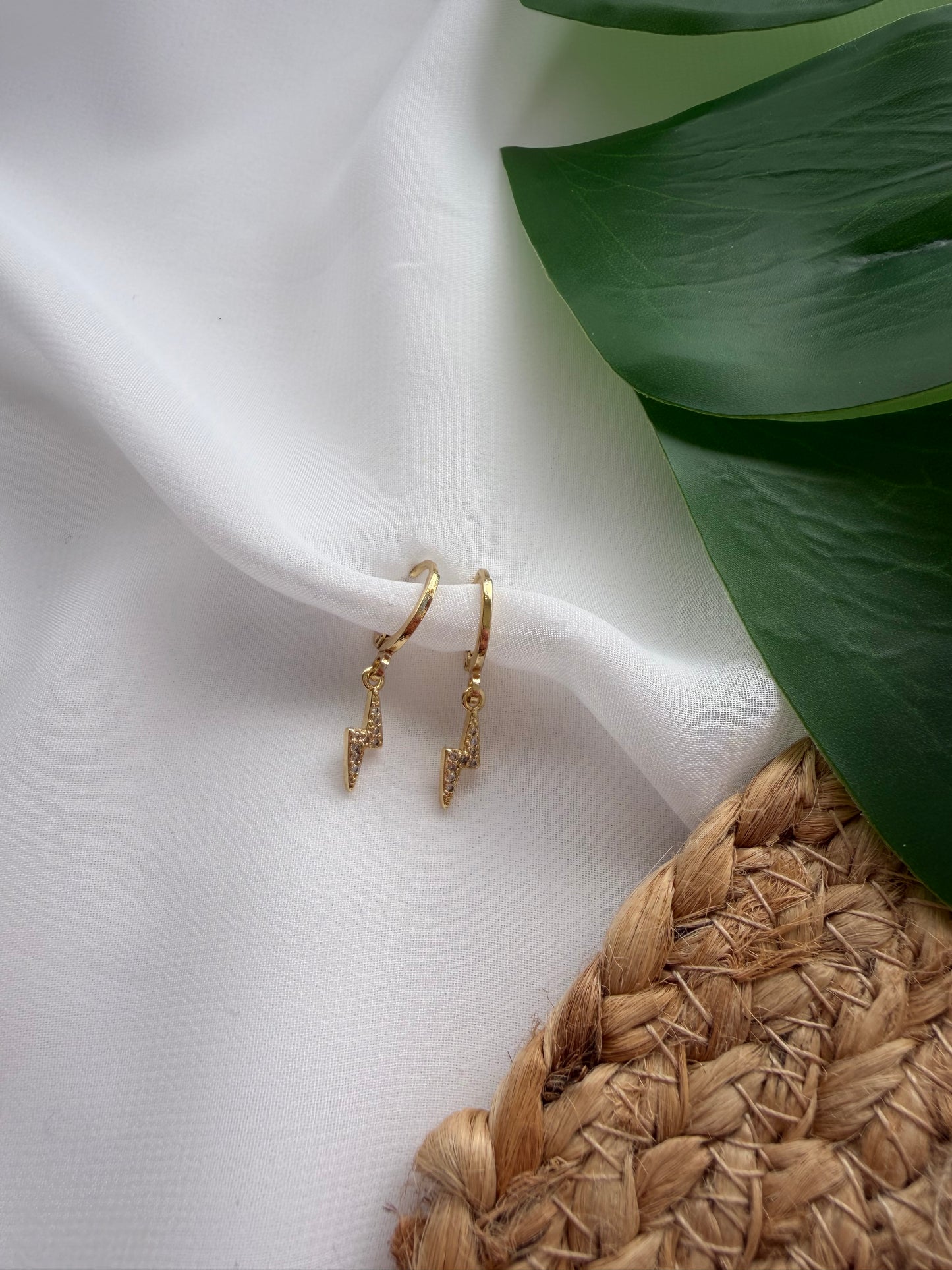 Lightning Bolt Huggie Hoop Earrings