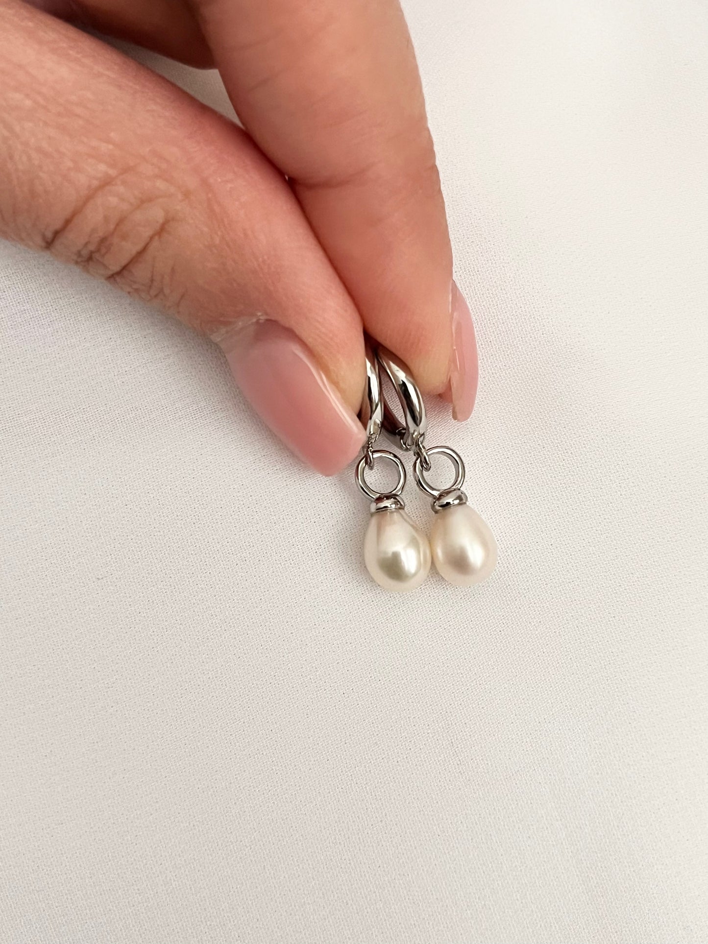 Silver Pearl Drop Earrings