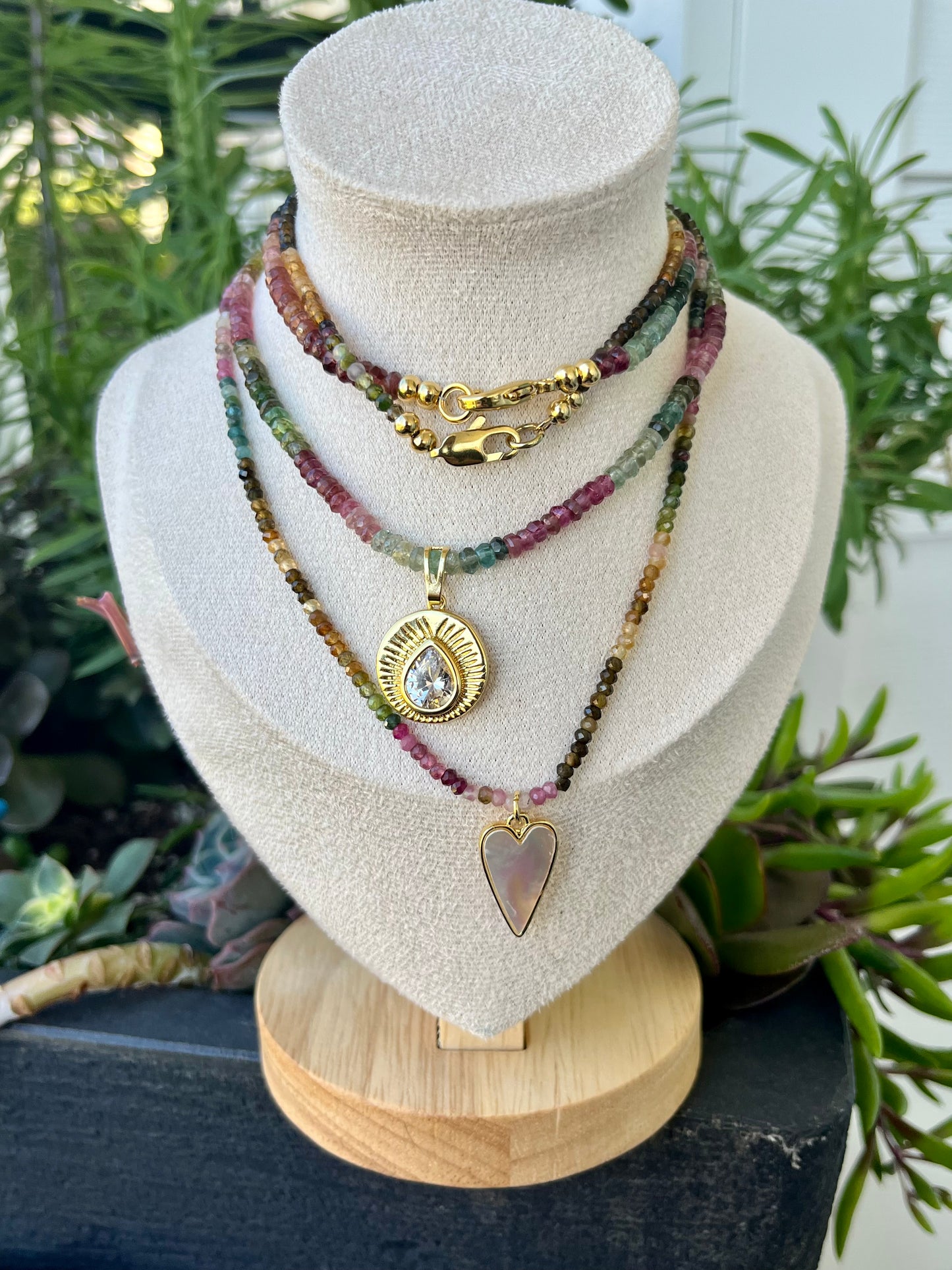 Watermelon Tourmaline Heart Necklace