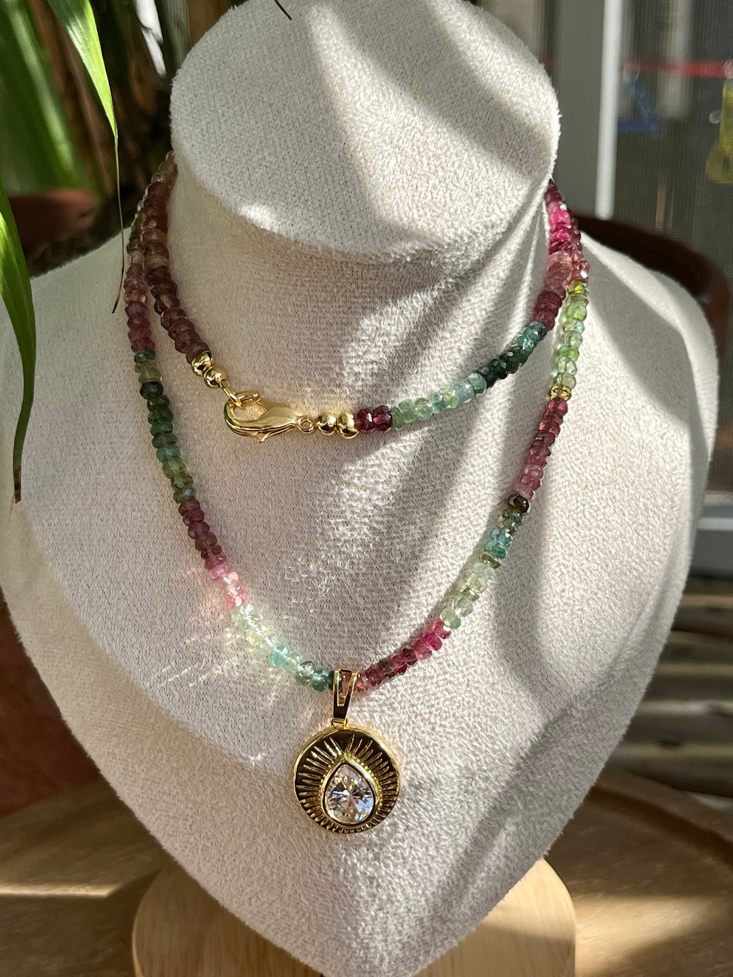 Watermelon Tourmaline Pendant Necklace