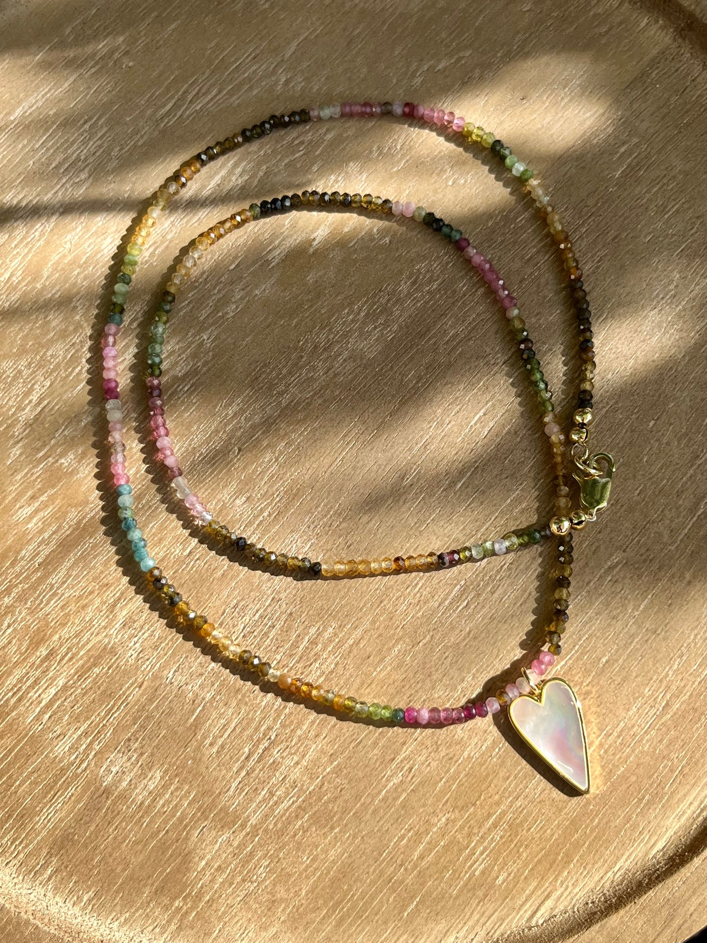 Watermelon Tourmaline Heart Necklace