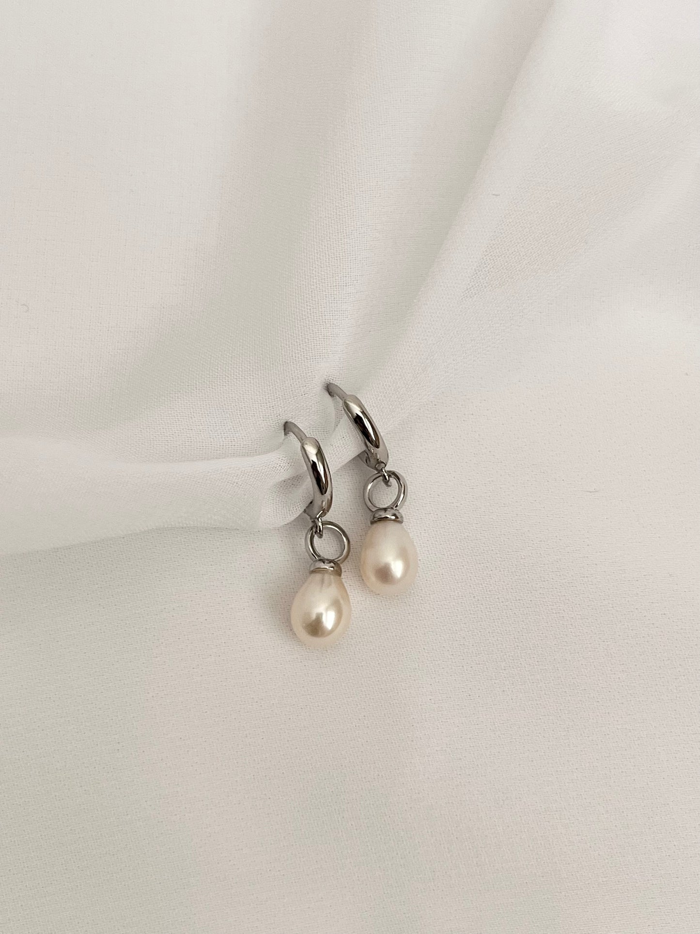 Silver Pearl Drop Earrings
