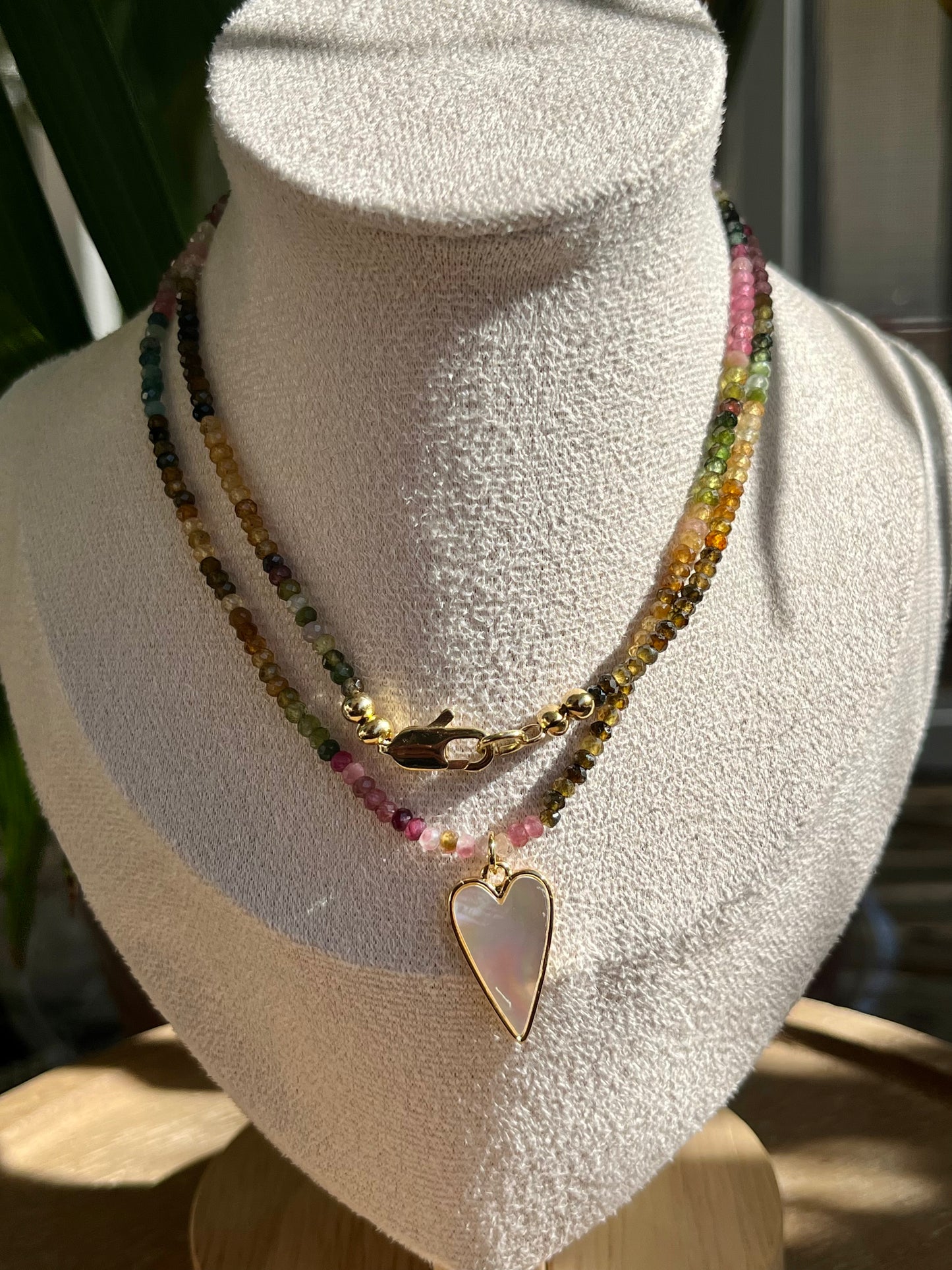 Watermelon Tourmaline Heart Necklace