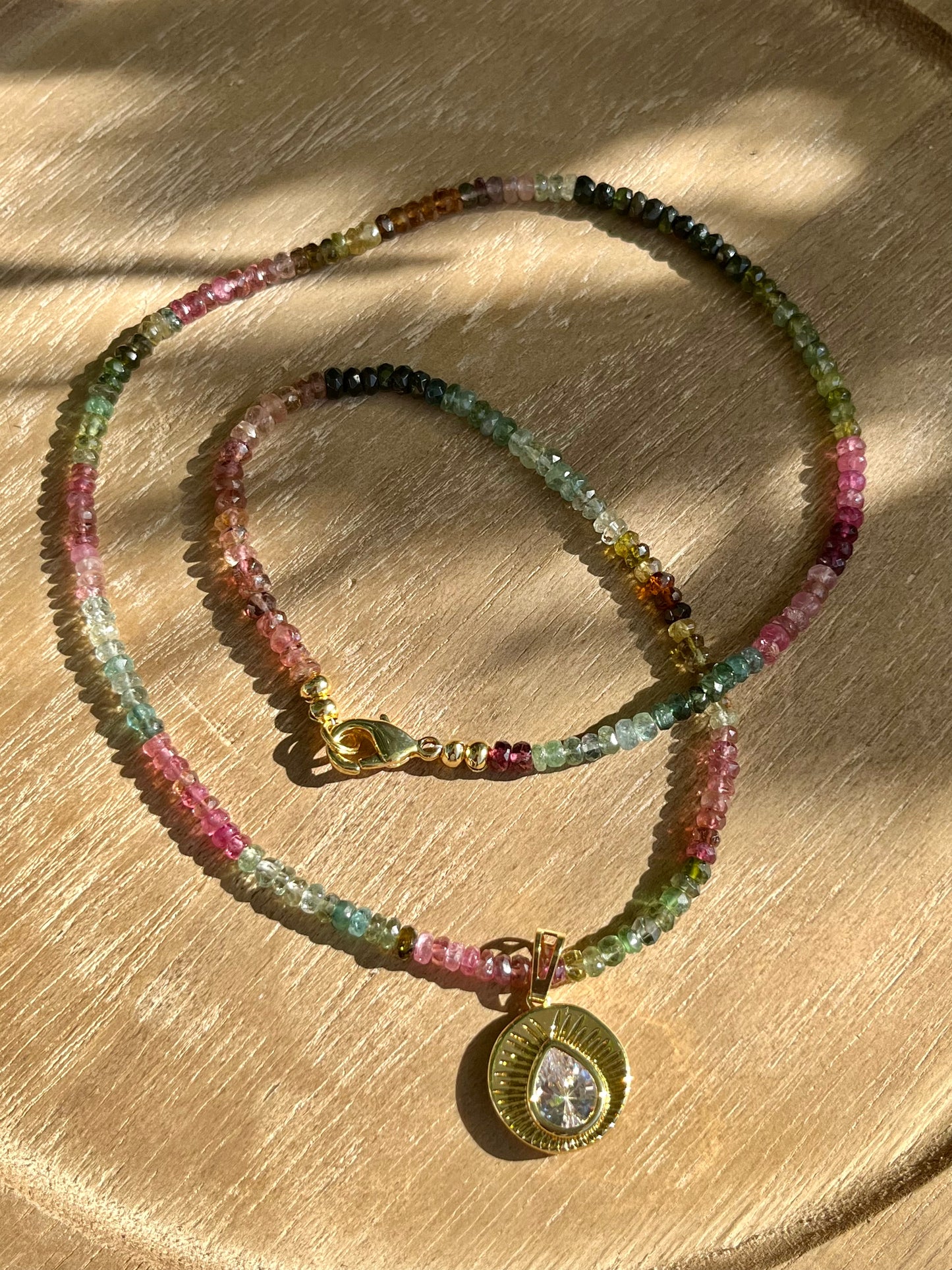 Watermelon Tourmaline Pendant Necklace