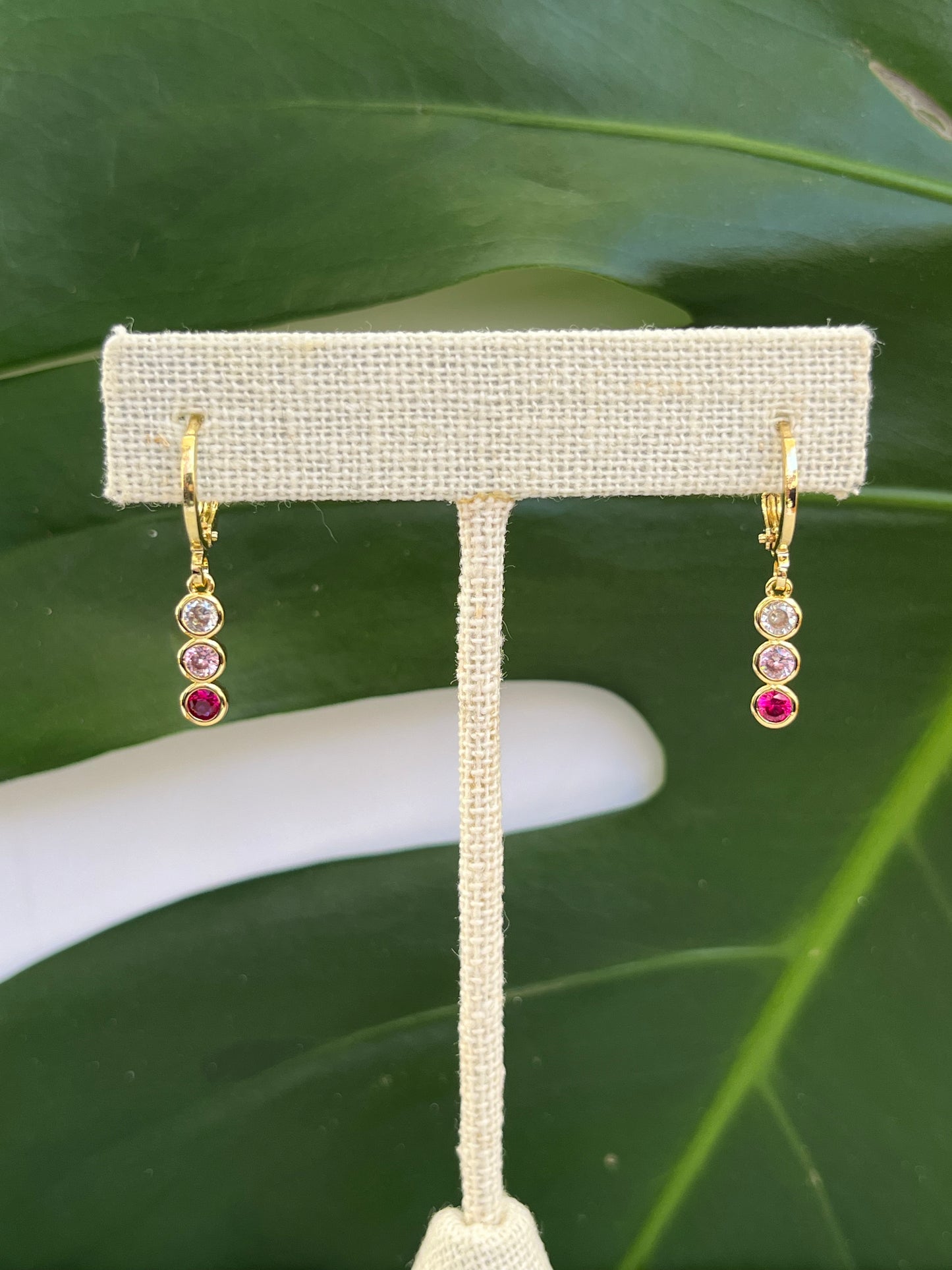 Pink Drop Huggie Hoop Earrings