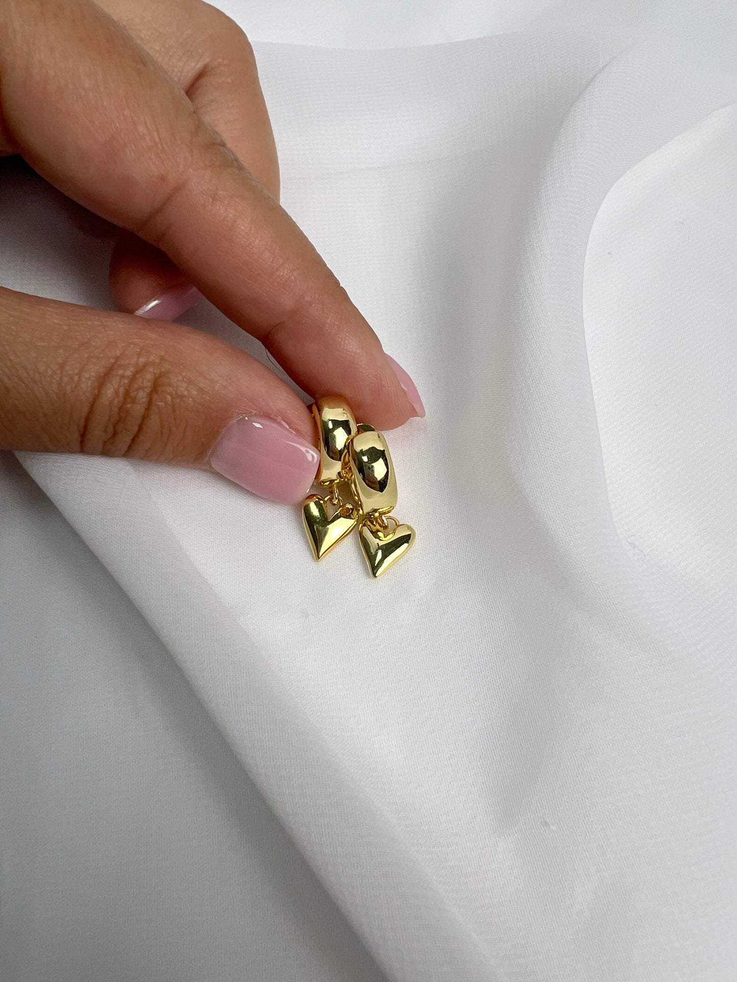 Gold Heart Huggie Hoops