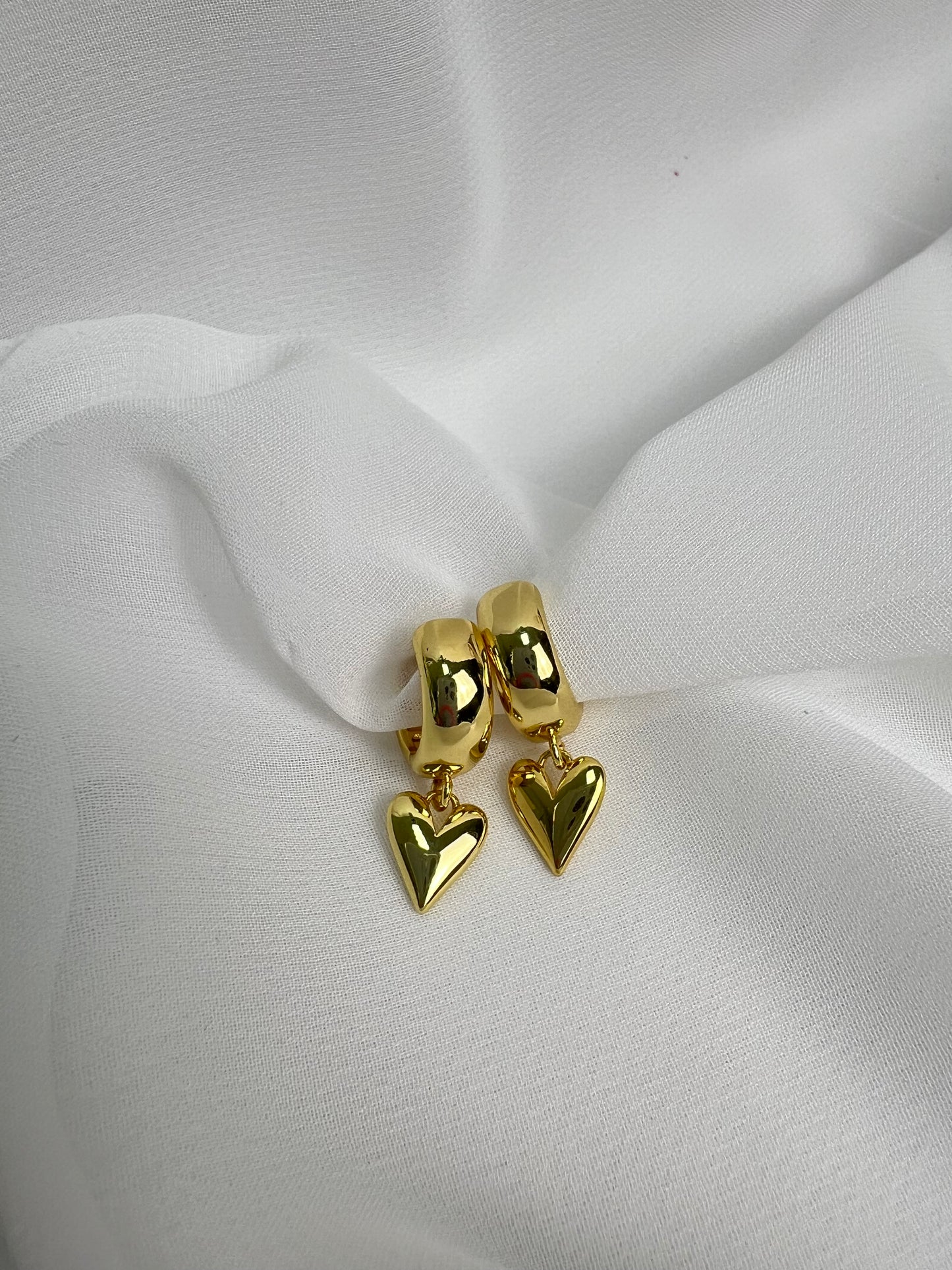 Gold Heart Huggie Hoops