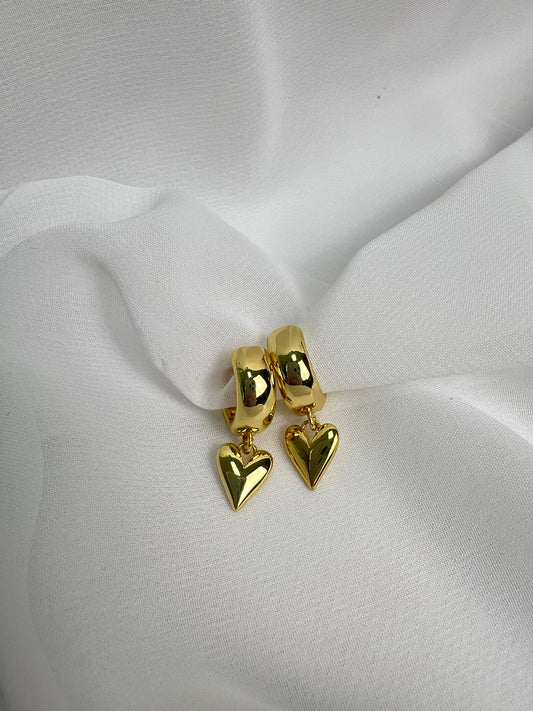 Gold Heart Huggie Hoops