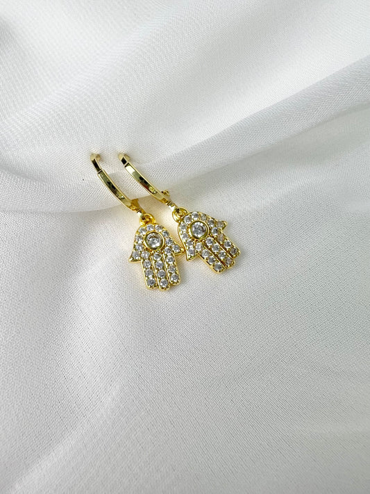 Hamsa Huggie Hoop Earrings